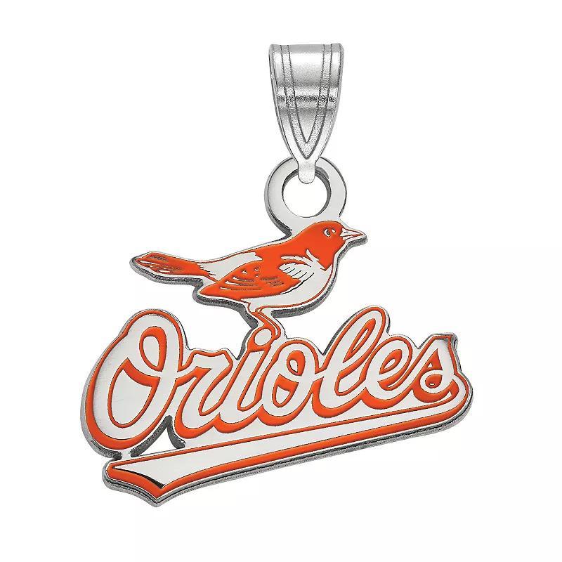 LogoArt Sterling Silver Baltimore Orioles Enamel Pendant, Womens Product Image