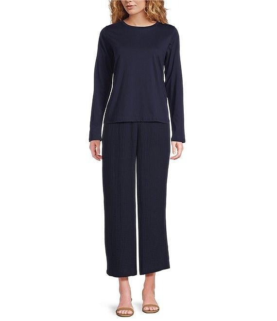 Eileen Fisher Organic Cotton Jersey Knit Round Neck Long Sleeve Top Product Image