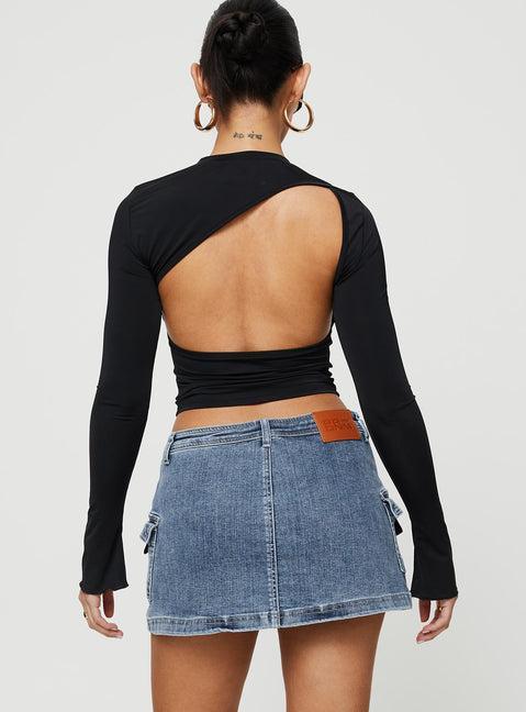 Grishea Low Rise Denim Skirt Product Image