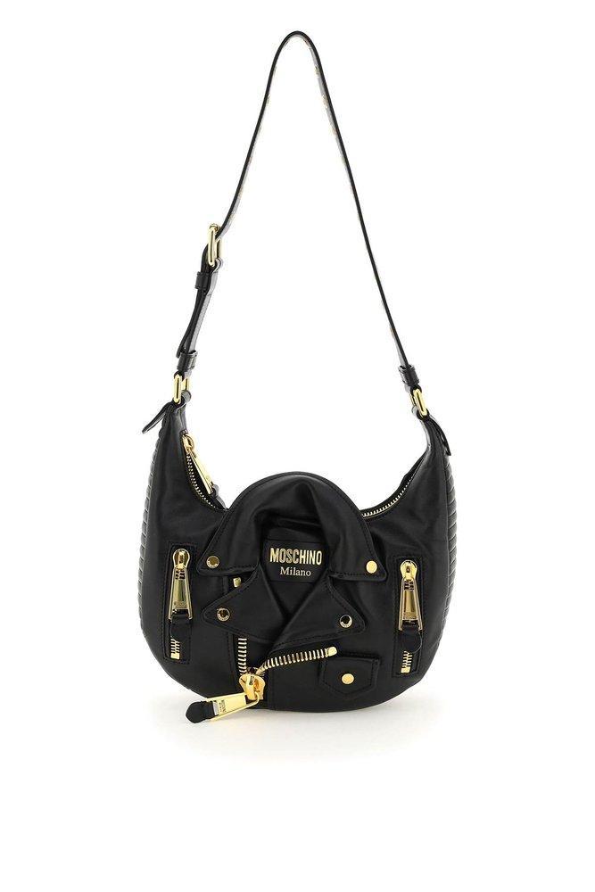 MOSCHINO Logo-plaque Leather Shoulder Bag In Black Product Image