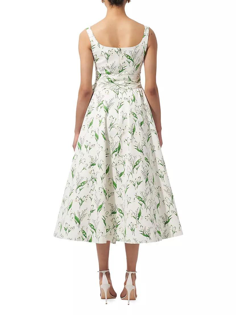 Floral Tie-Waist A-Line Midi-Dress Product Image