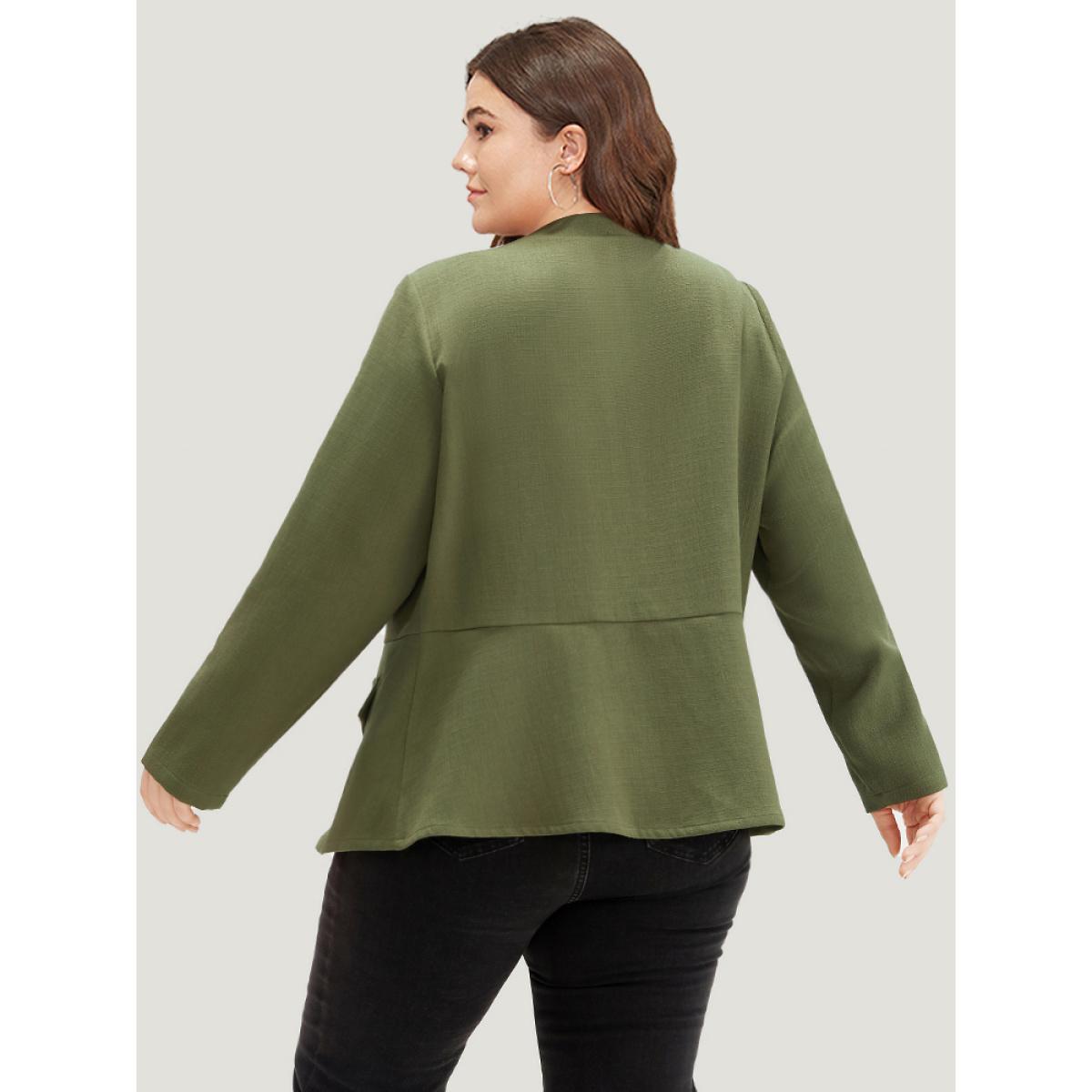 Plus Size Plain Double Breasted Pocket Coat Women ArmyGreen Casual Plain Ladies Dailywear Winter Coats BloomChic 12/L Product Image