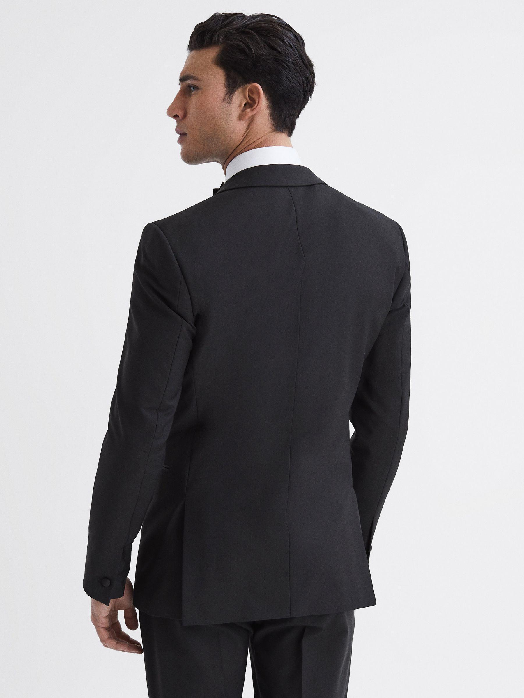 Modern Fit Satin Lapel Tuxedo Jacket in Black Product Image
