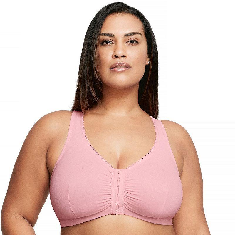 Plus Size Glamorise Full-Figure Complete Comfort Wire-free Cotton T-Back Bra 1908, Women's, Size: 36 B/C/D, White Product Image