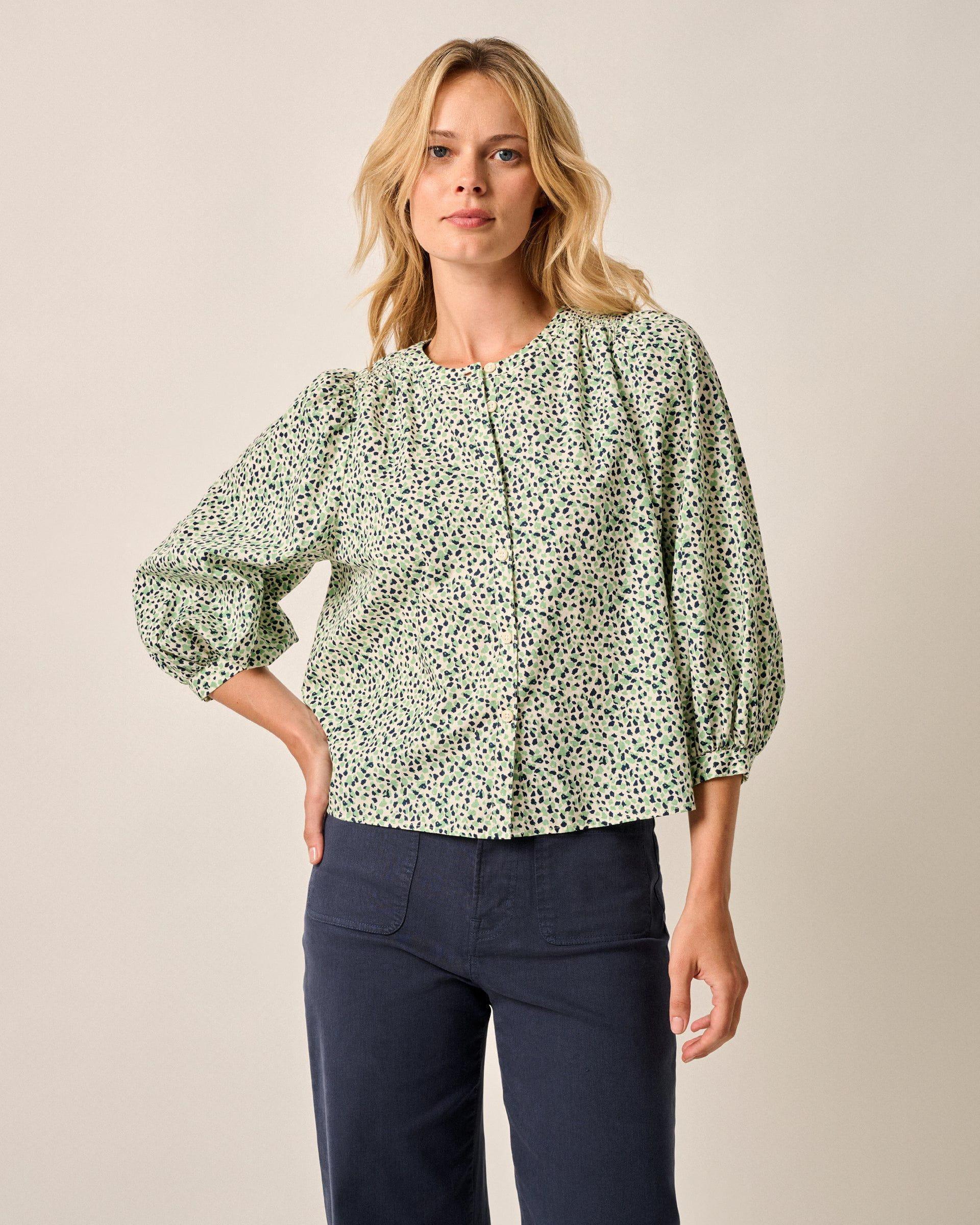 johnnie-O Blair Cotton Button Up Smock Blouse Product Image