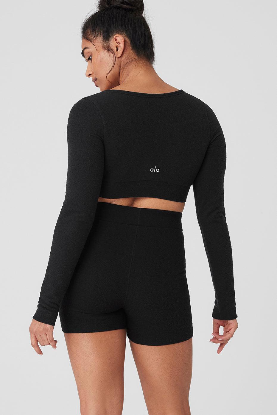 Alolux Cropped Me Time Cardigan - Black Female Product Image