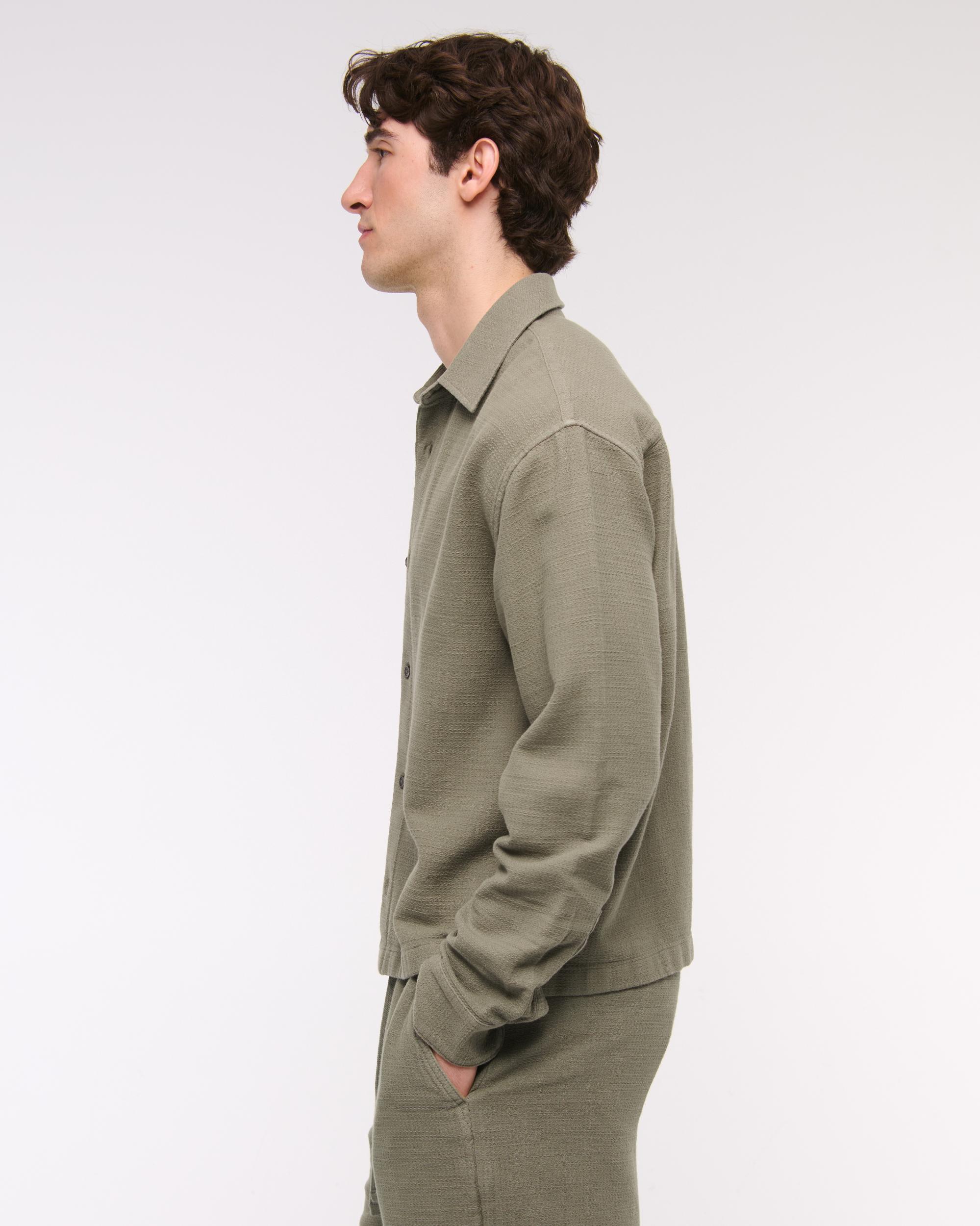 Cropped Slub Button-Up Shirt Product Image