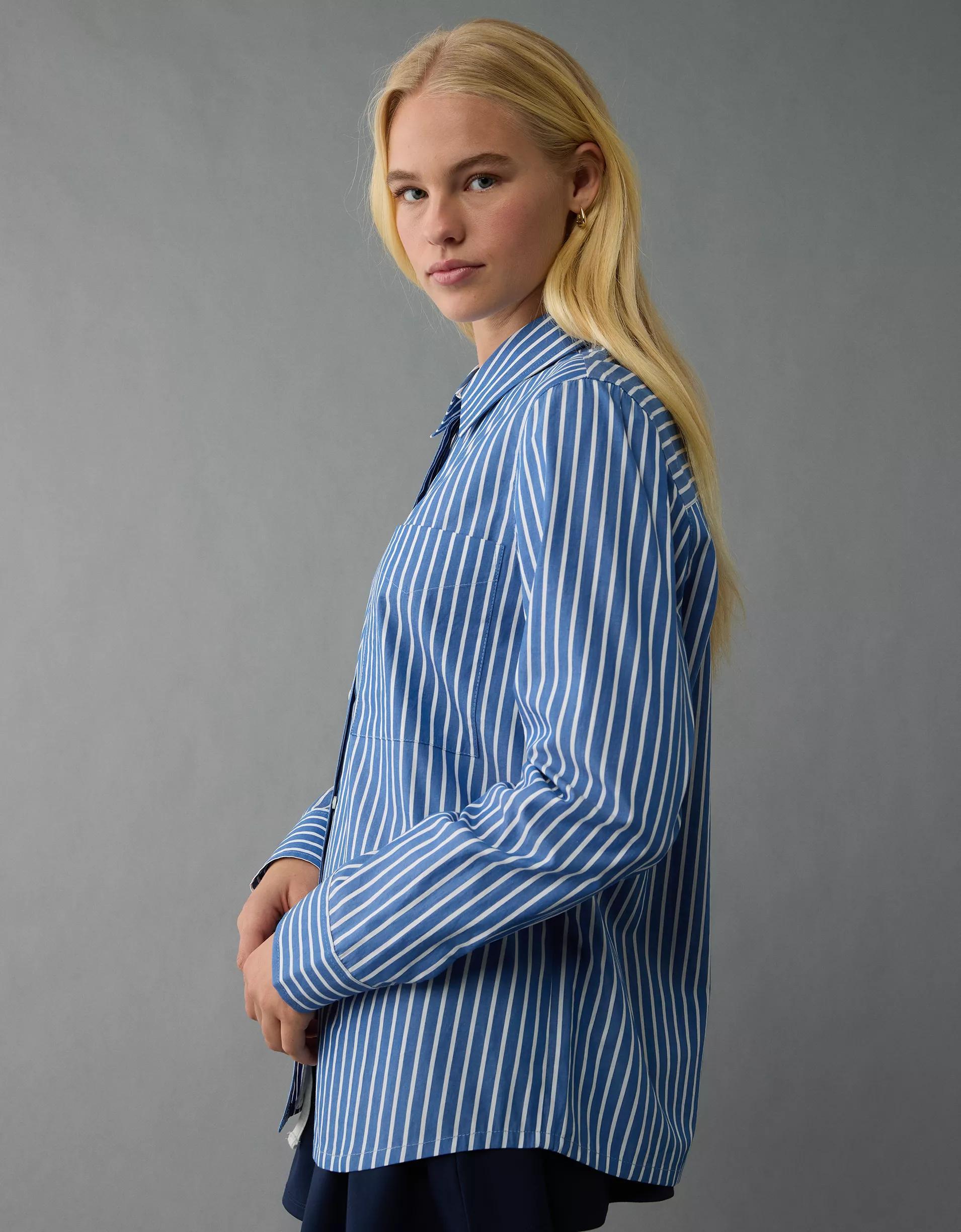 AE Long-Sleeve Button-Up Shirt Product Image