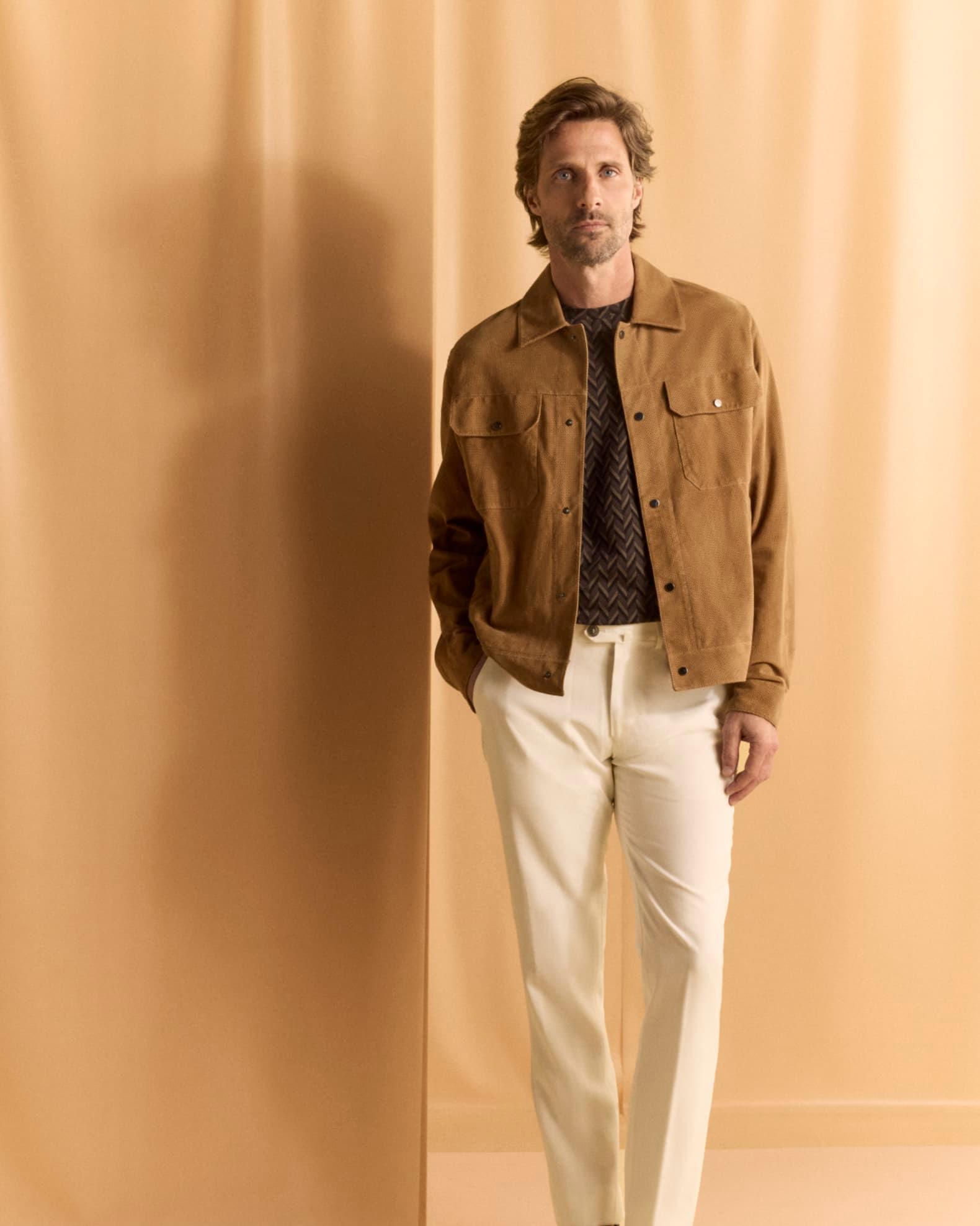 Men's Perforated Suede Trucker Jacket Product Image