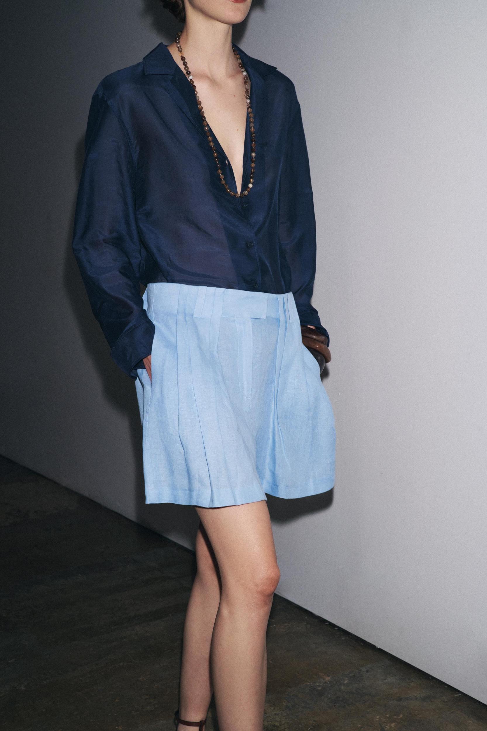 100% LINEN SHORTS ZW COLLECTION Product Image