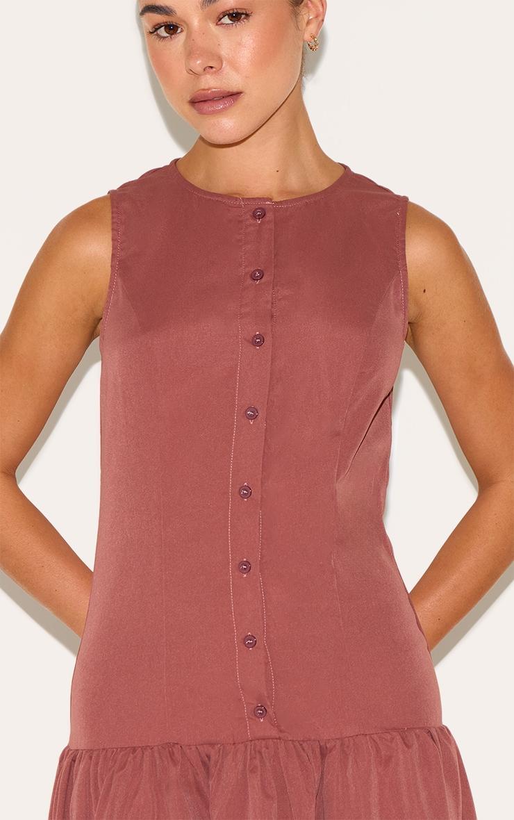 Rust Button Down Drop Waist Maxi Dress Product Image