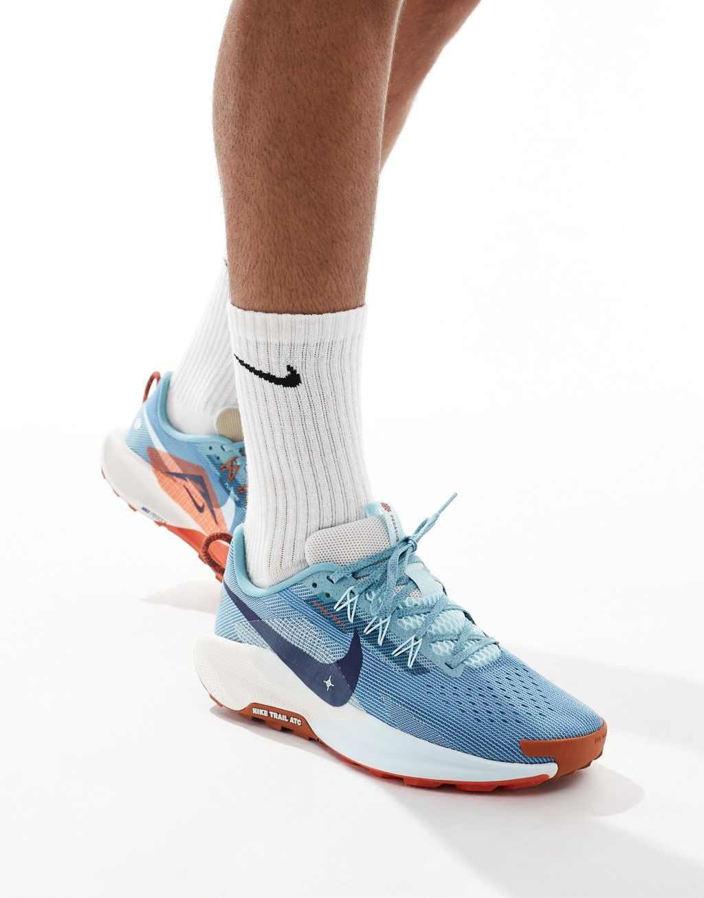 Nike Running ReactX Pegasus Trail 5 sneakers in light blue Product Image