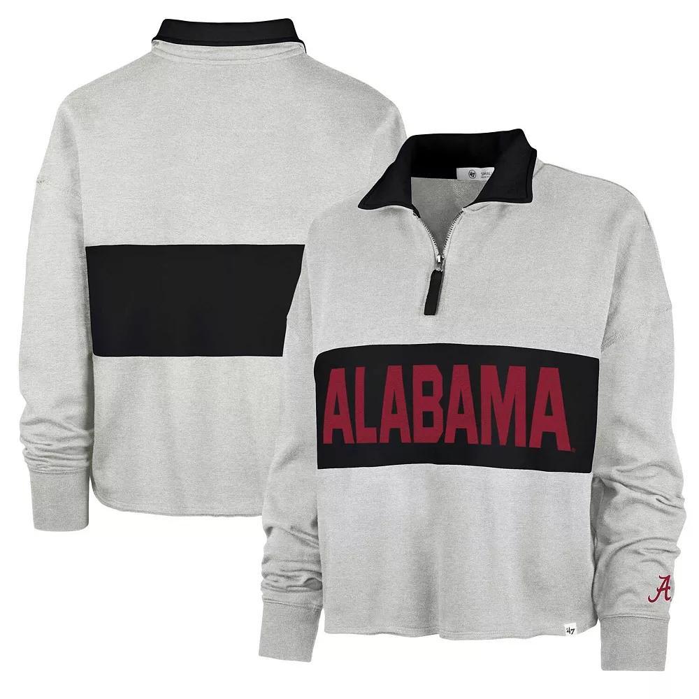 Women's '47 Gray Alabama Crimson Tide Next Level Remi Cropped Quarter-Zip Sweatshirt, Size: Medium, Grey Product Image