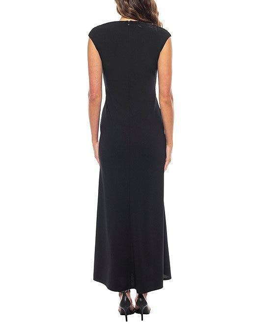 Marina Sweetheart Neck Cap Sleeve Beaded Side Detail Sheath Dress Product Image