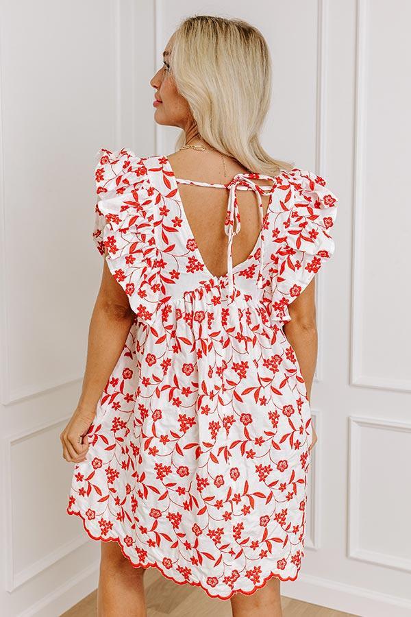 Ready For Vacay Embroidered Babydoll Dress in Red Product Image