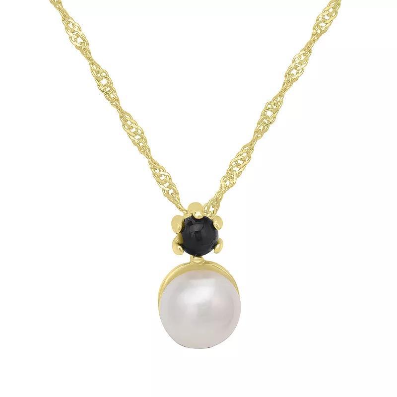 Gemistry 14k Gold over Sterling Silver Amethyst & Freshwater Cultured Pearl Pendant Necklace, Womens Gold Tone Product Image