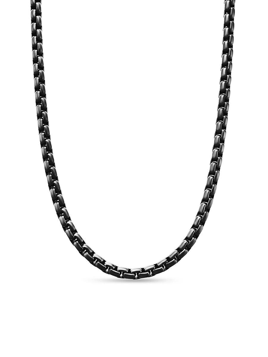 Mens Box Chain Necklace in Stainless Steel and Sterling Silver, 5mm Product Image