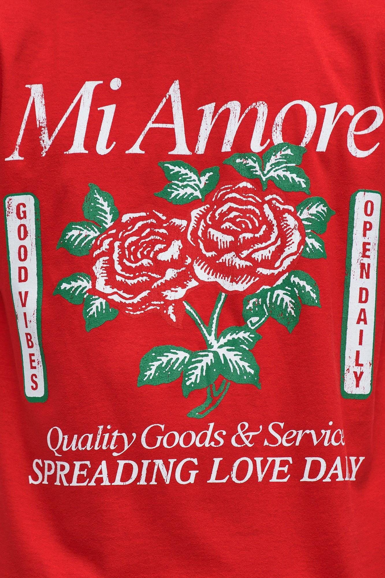 Mi Amore Spreading Love Short Sleeve Tee - Red Product Image