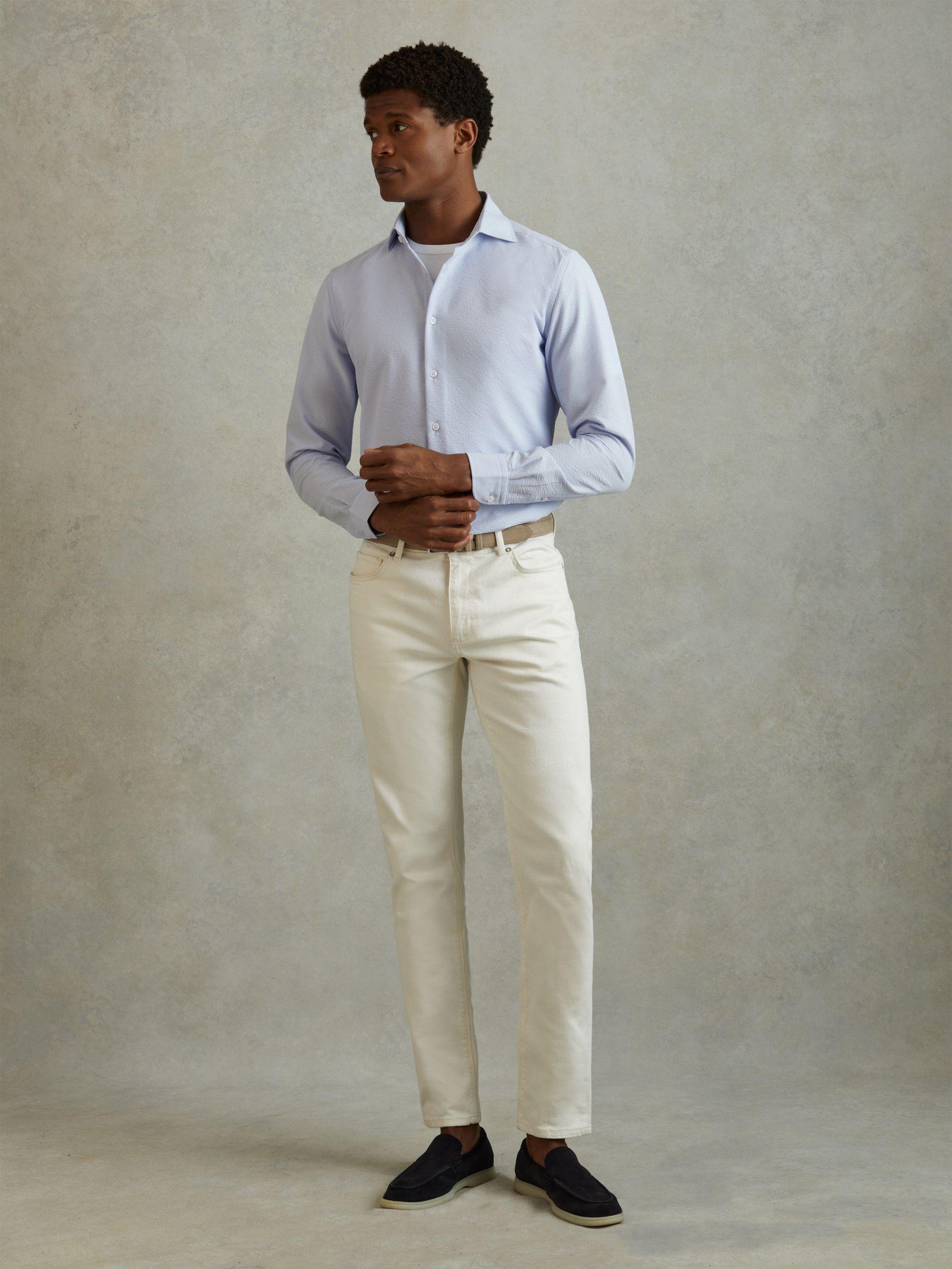 Textured Cutaway Collar Shirt in Soft Blue Product Image