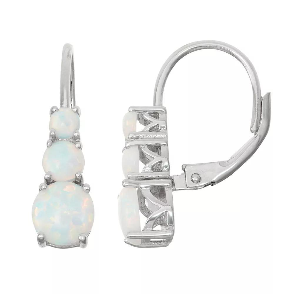 Designs by Gioelli Sterling Silver Lab-Created Opal Graduated Drop Earrings, Women's Product Image