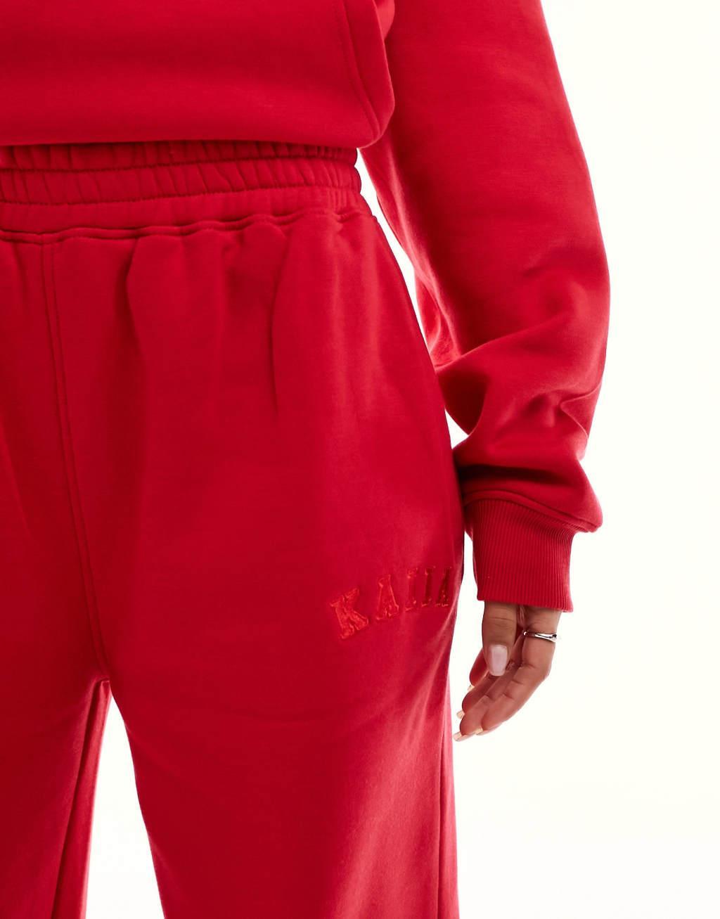 Kaiia wide leg sweatpants in red - part of a set Product Image