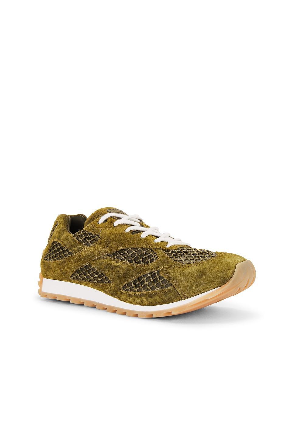 BOTTEGA VENETA Orbit Suede Mesh Runner Sneakers In Green Product Image