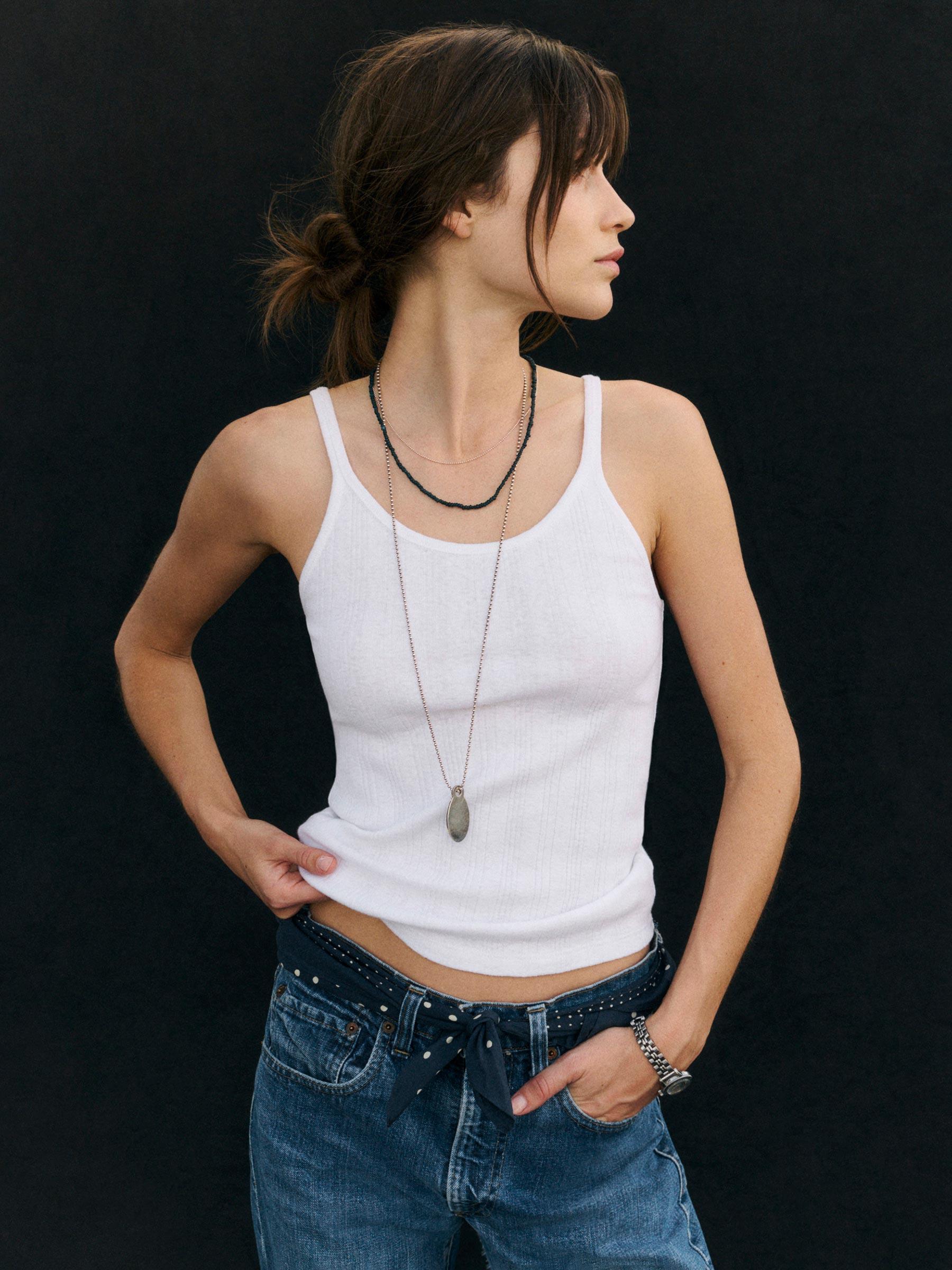 White Heirloom Rib Base Tank Product Image