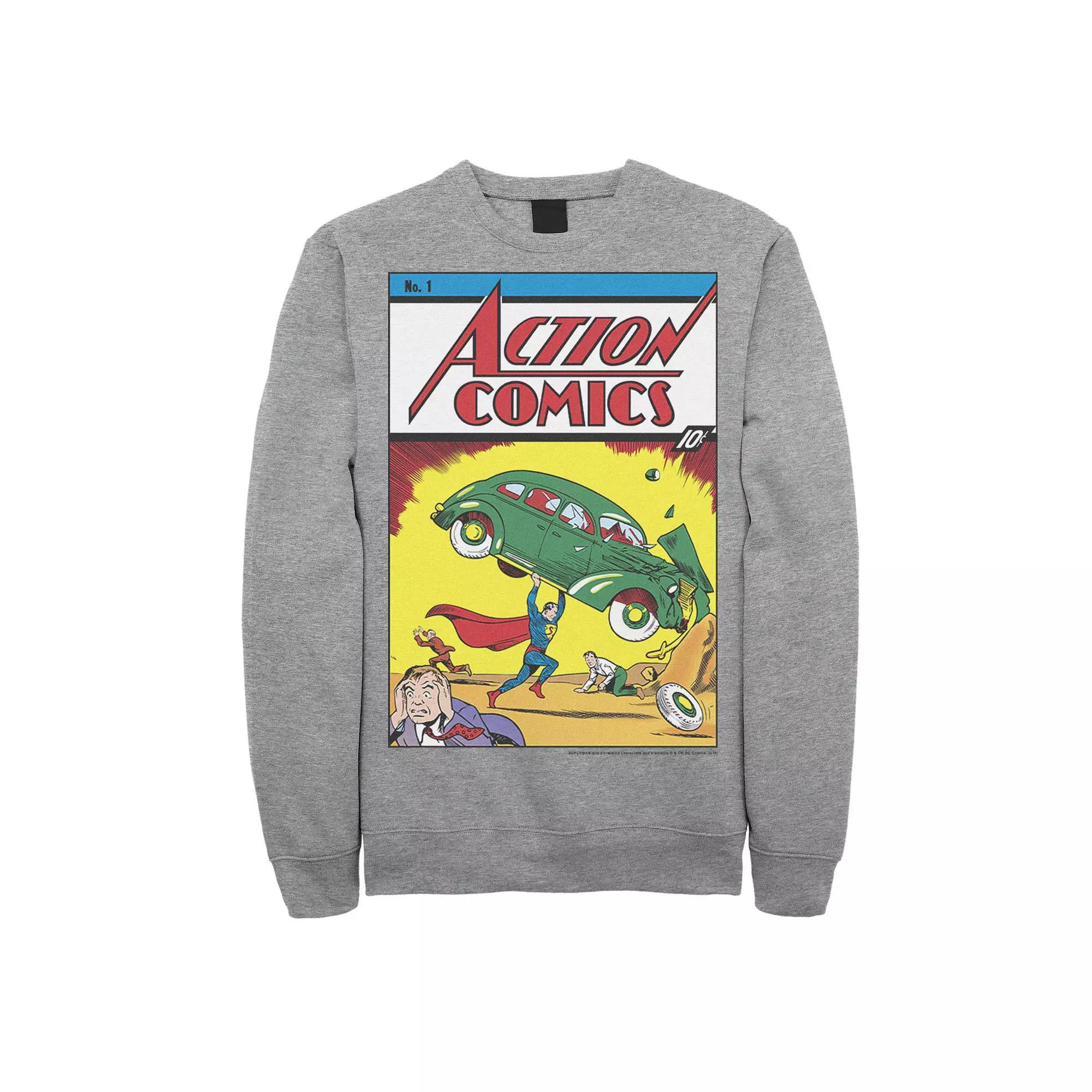 Men's DC Comics Superman No.1 Comic Cover Sweatshirt, Size: Small, Athletic Grey Product Image