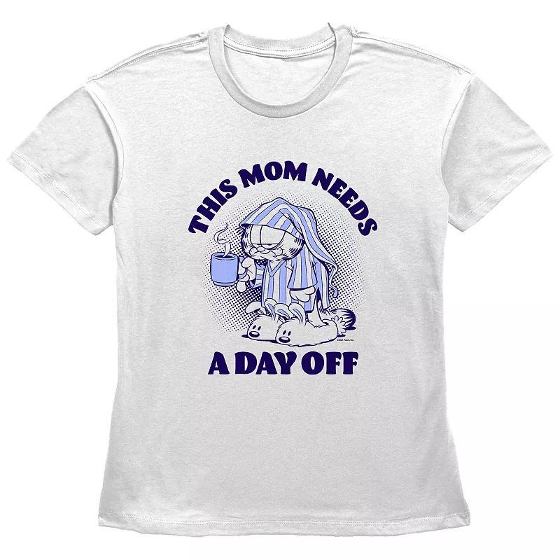 Women's Garfield This Mom Needs A Day Off Basic Fit Graphic Tee, Size: XL, White Product Image