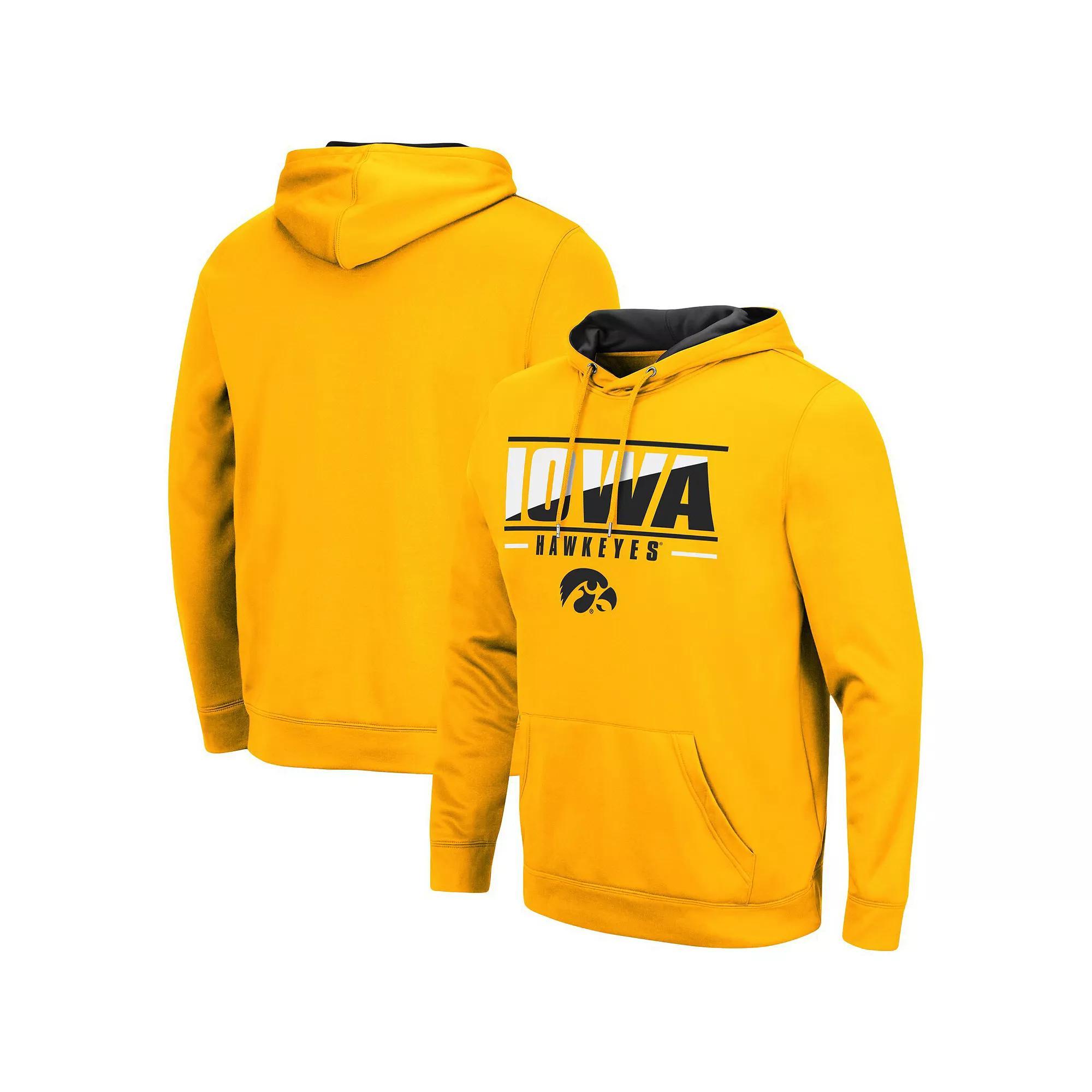 Men's Colosseum Gold Iowa Hawkeyes Slash Stack 2.0 Pullover Hoodie, Size: XL Product Image