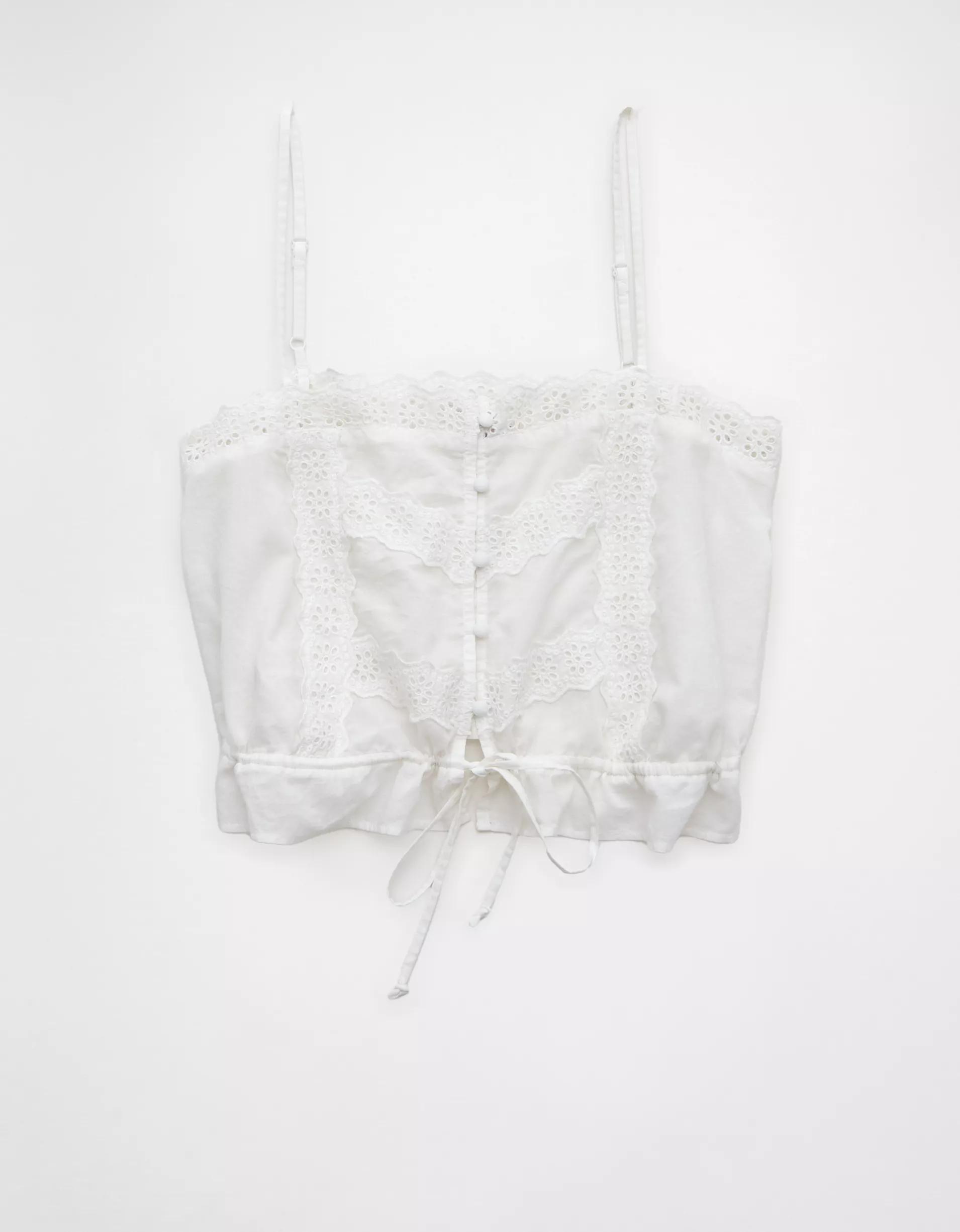 AE Lace Button-Up Cami Tank Top Product Image