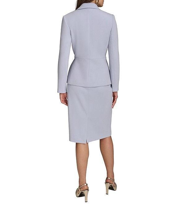 Donna Karan Cady Crepe Notch Lapel Long Sleeve Side Button Peplum Blazer Product Image