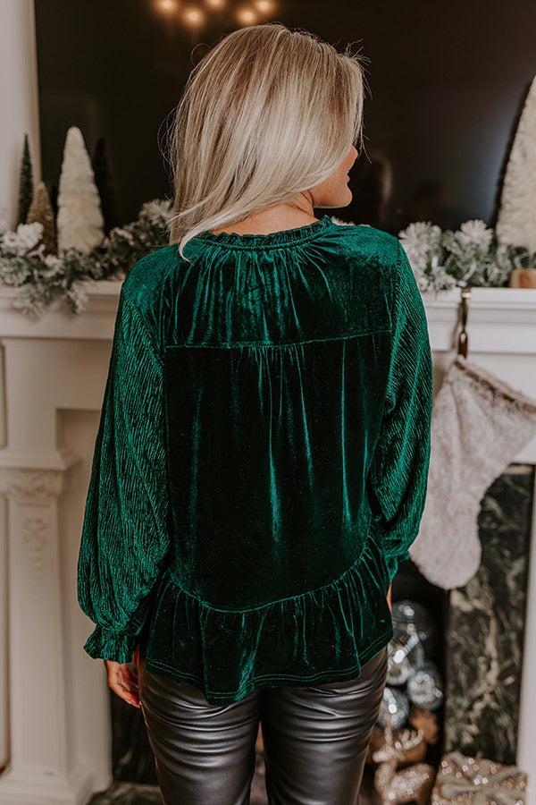 Statement Maker Velvet Top In Hunter Green Product Image