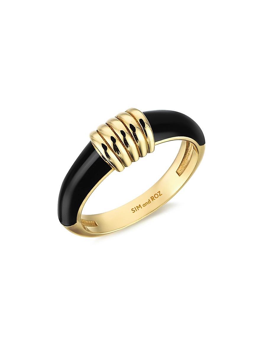 Womens Connected Torque 14K Yellow Gold & Enamel Ring Product Image