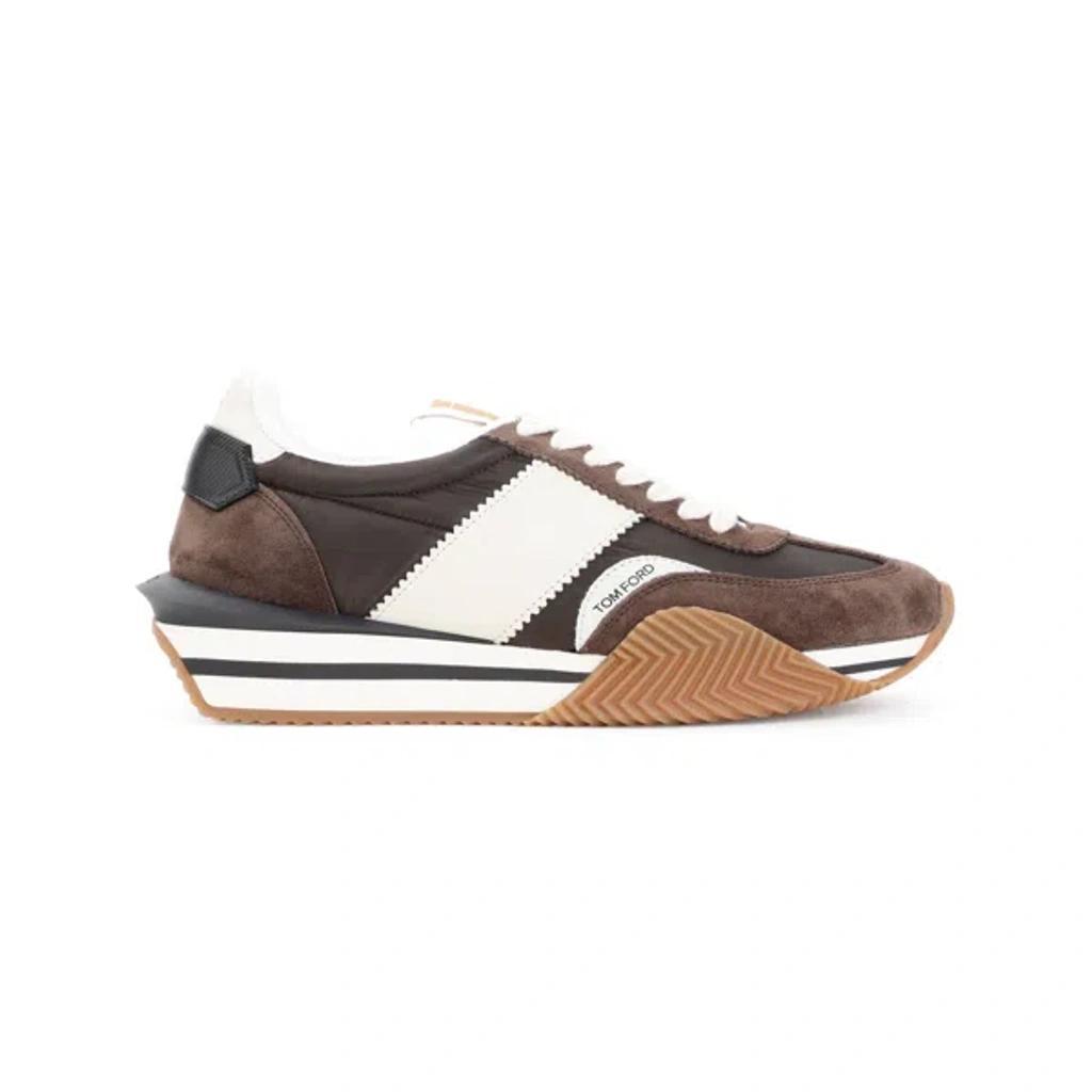 TOM FORD James Suede And Mesh Sneakers In B Ebony Ivory Product Image