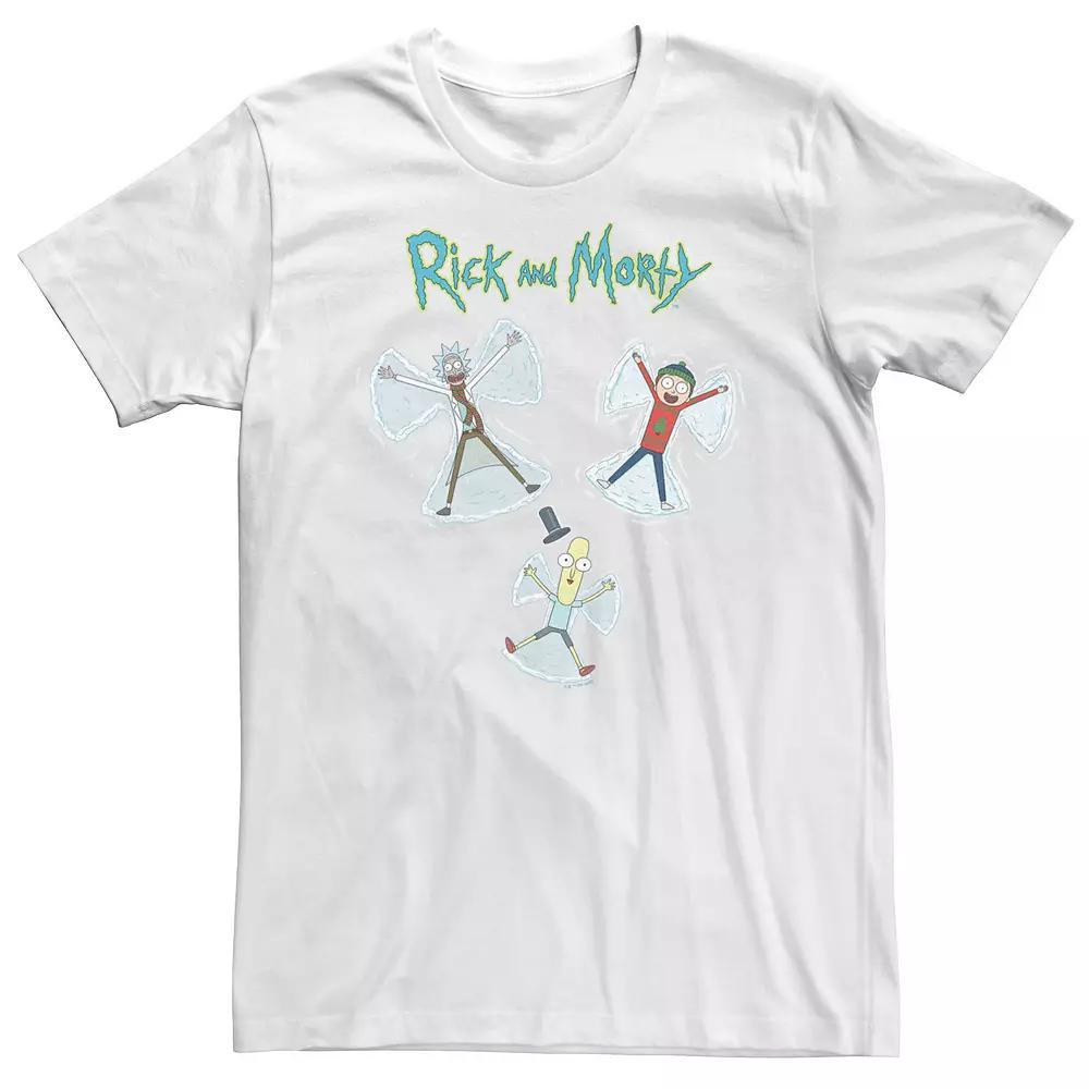 Big & Tall Rick And Morty Christmas Snow Angels Tee, Men's, Size: 4XL Tall, White Product Image