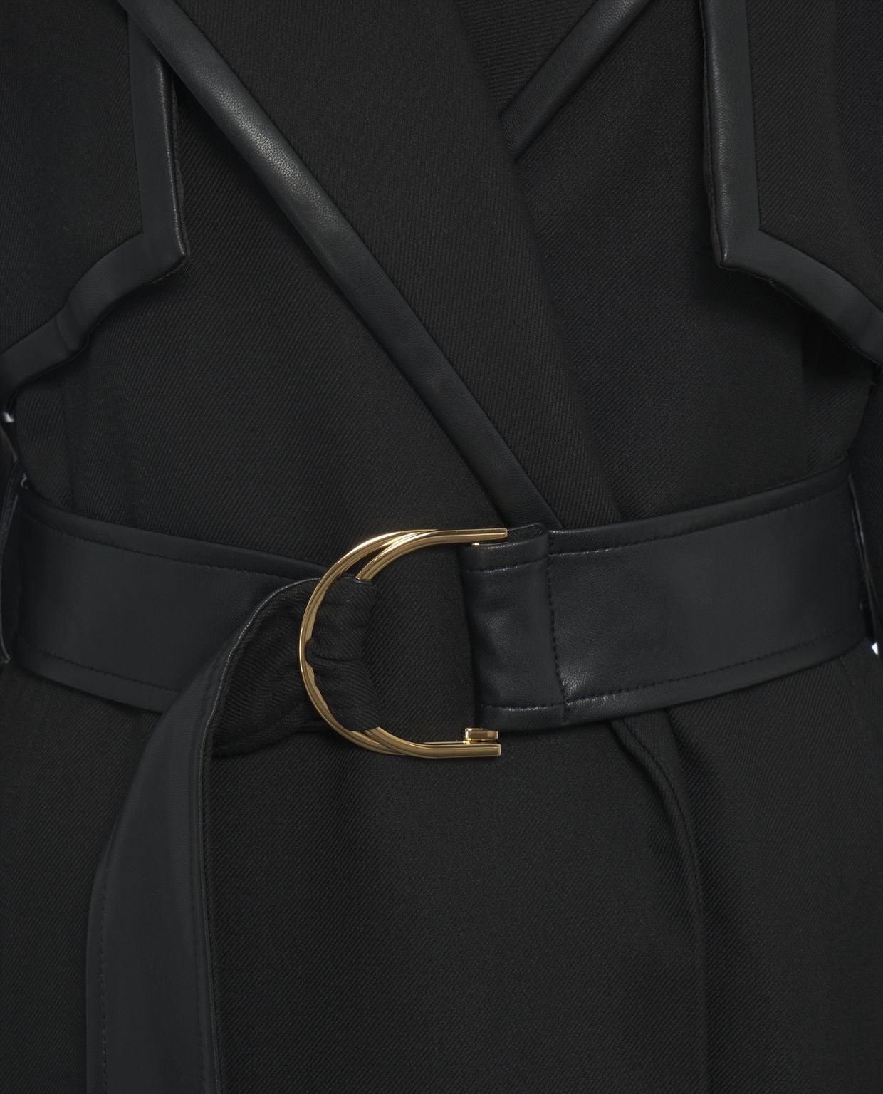 Coat with leather details Product Image