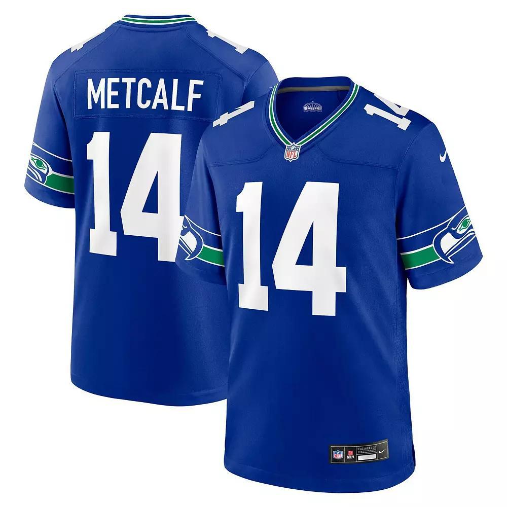 Men's Nike DK Metcalf Royal Seattle Seahawks Throwback Player Game Jersey, Size: 2XL, Blue Product Image