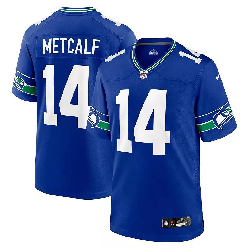 Men's Nike DK Metcalf Royal Seattle Seahawks Throwback Player Game Jersey, Size: 2XL, Blue Product Image