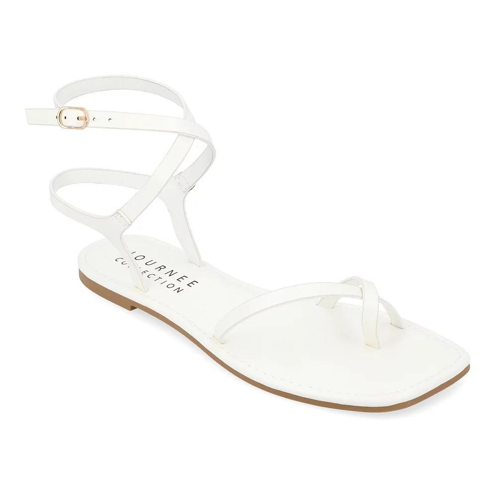 Journee Charra Women's Strappy Sandals, Size: 10, White Product Image