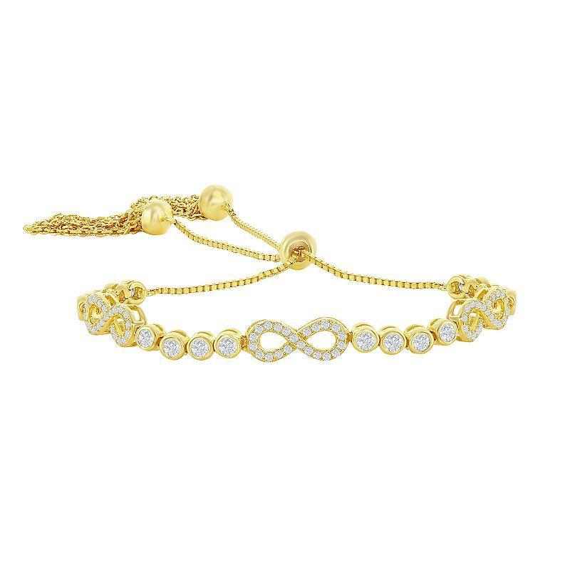 Argento Bella Sterling Silver Bezel-Set Cubic Zirconia Infinity Bracelet, Womens Gold Tone Product Image