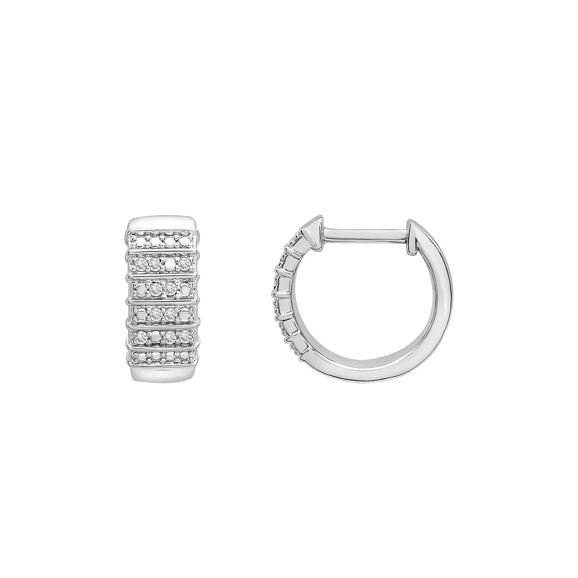 Sterling Silver 1/10 Carat T.W. Diamond Hoop Earrings, Women's Product Image