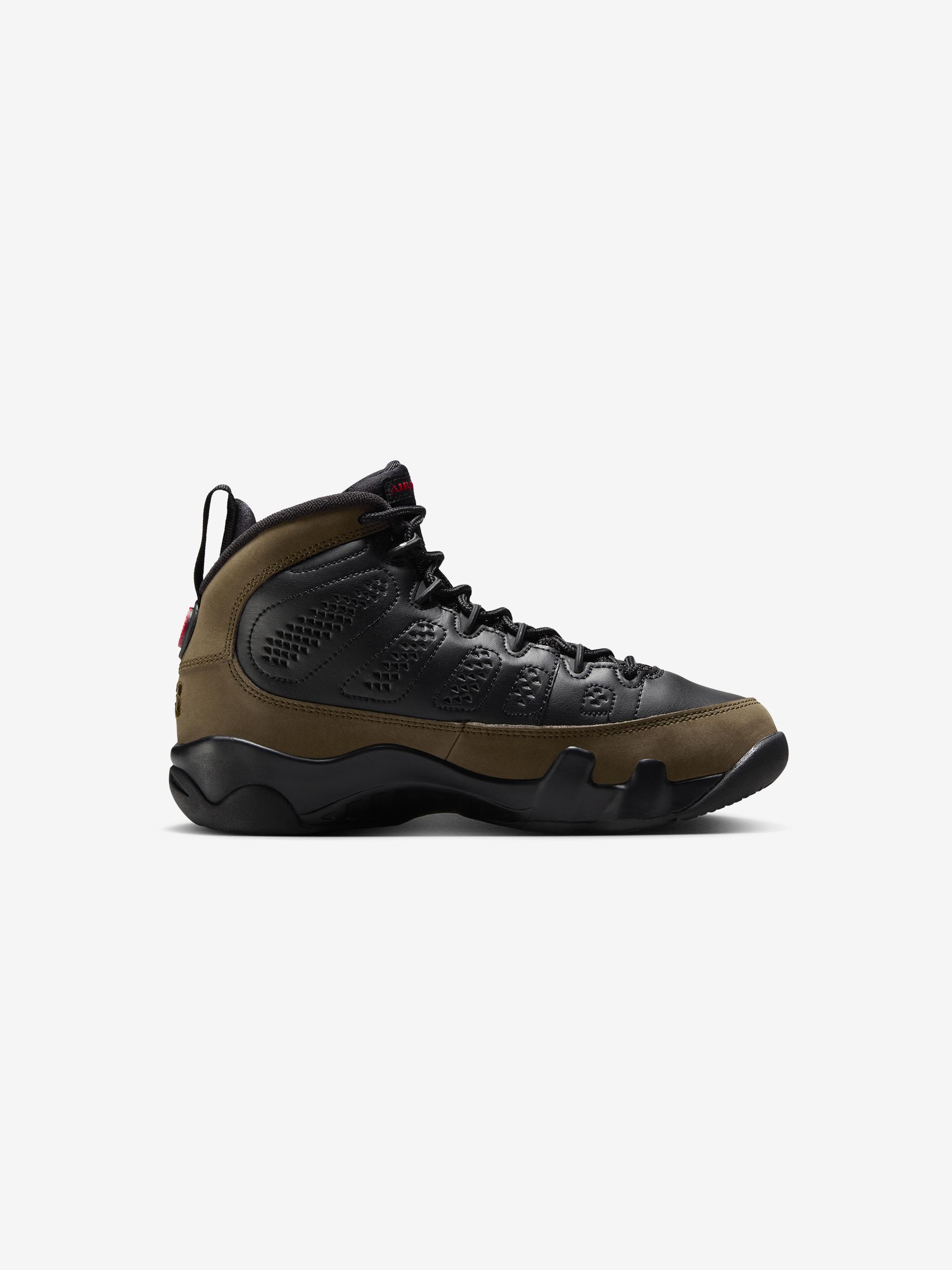 AIR JORDAN 9 RETRO (GS) (BLACK/TRUE RED-LIGHT OLIVE) Product Image