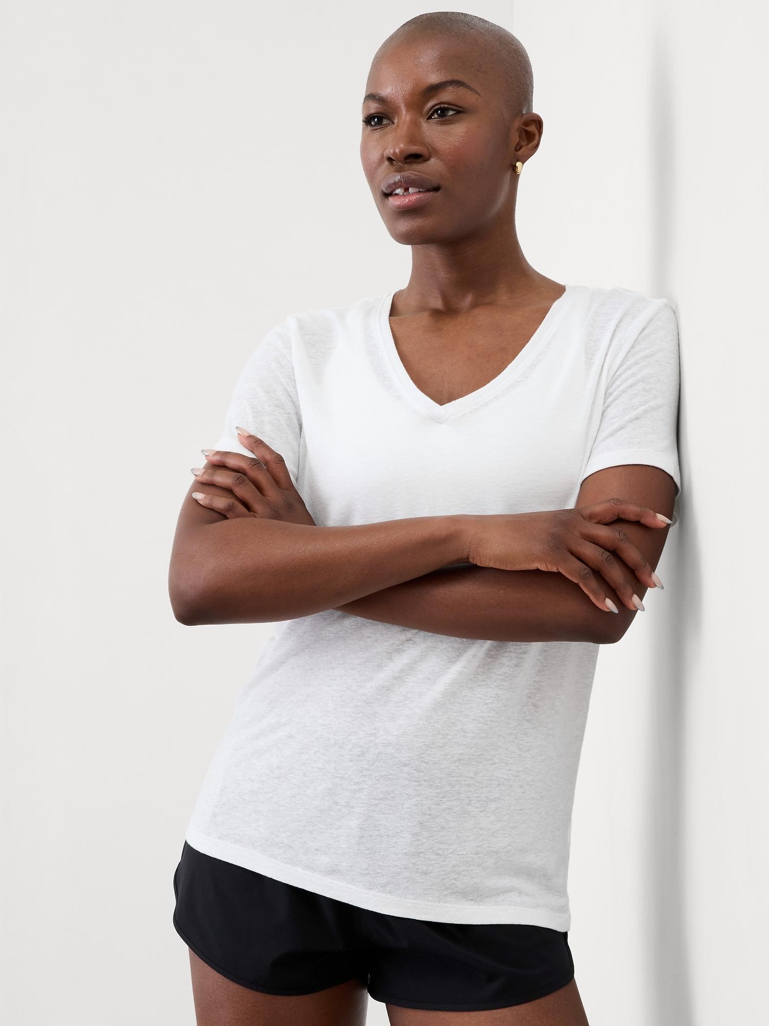 Getaway Linen Blend V-Neck Tee Product Image