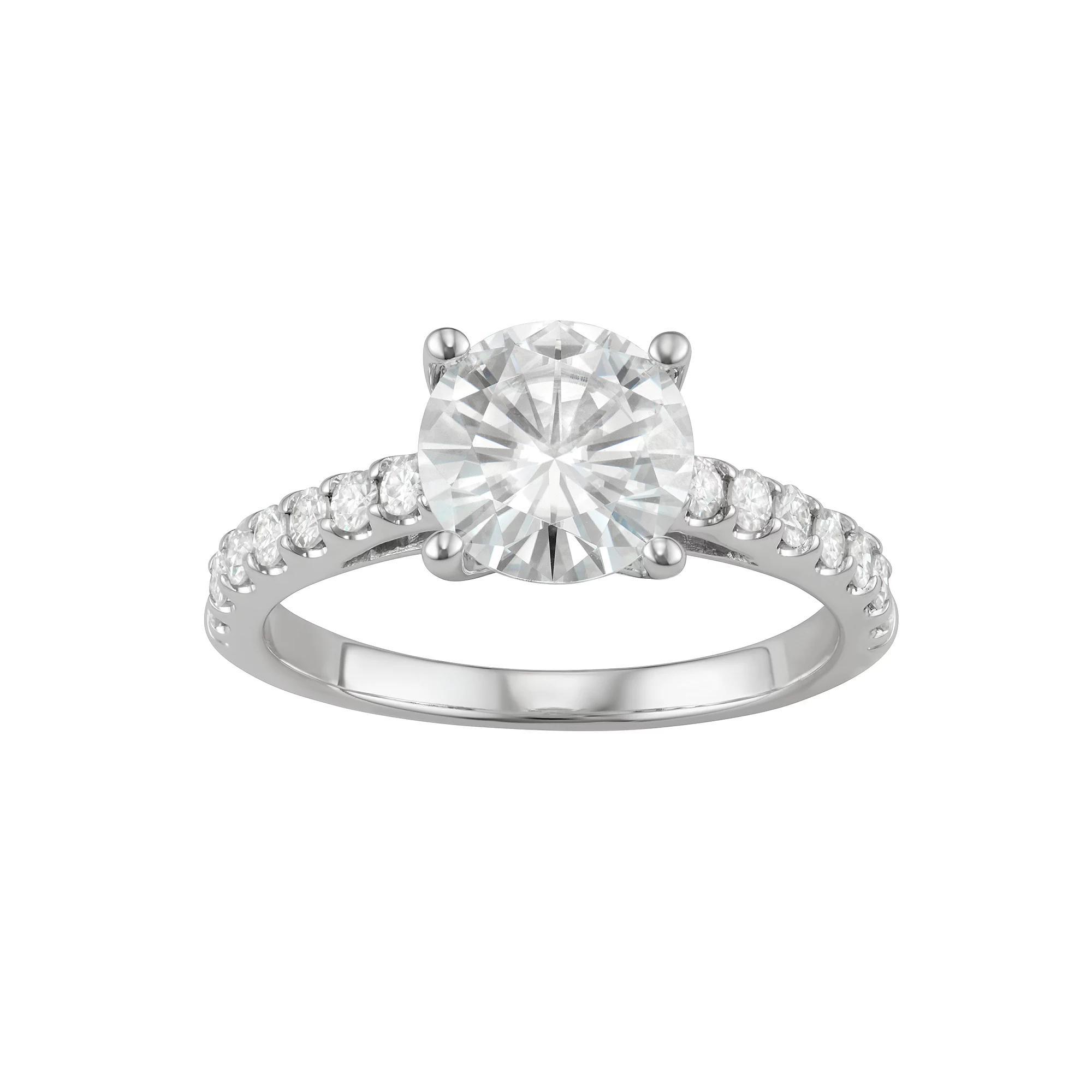 14K White Gold 2 1/4 Carat T.W. Lab-Created Moissanite Engagement Ring, Women's, Size: 8, 14kwh Gold Product Image