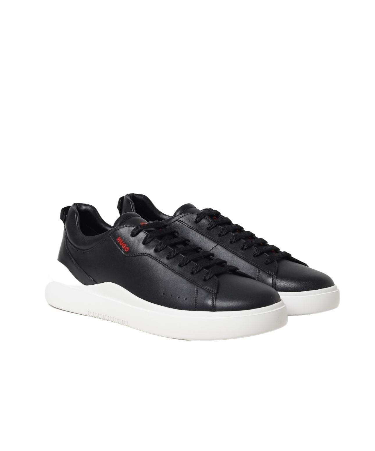 HUGO BOSS Logo-debossed Leather Low-top Sneakers In White Product Image