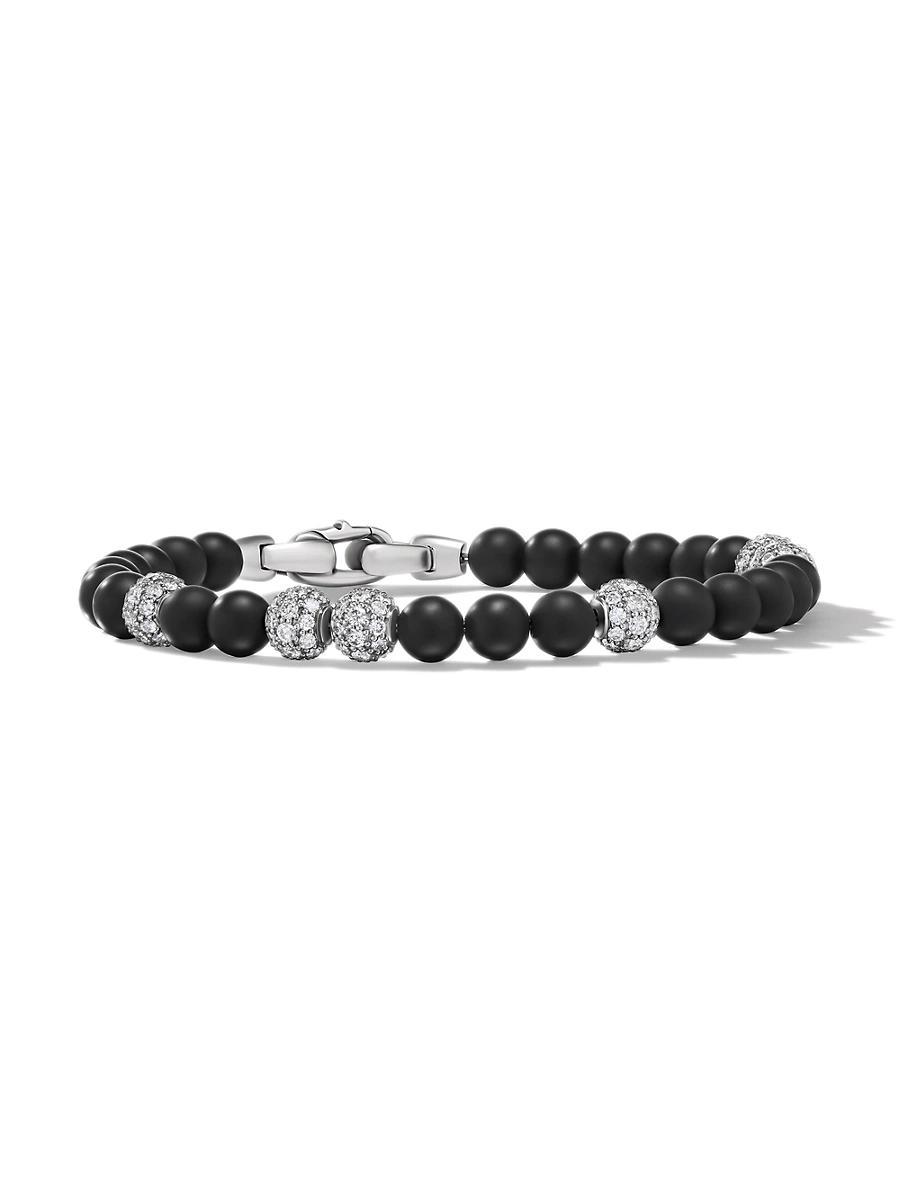 Mens Spiritual Beads Bracelet in Sterling Silver Product Image