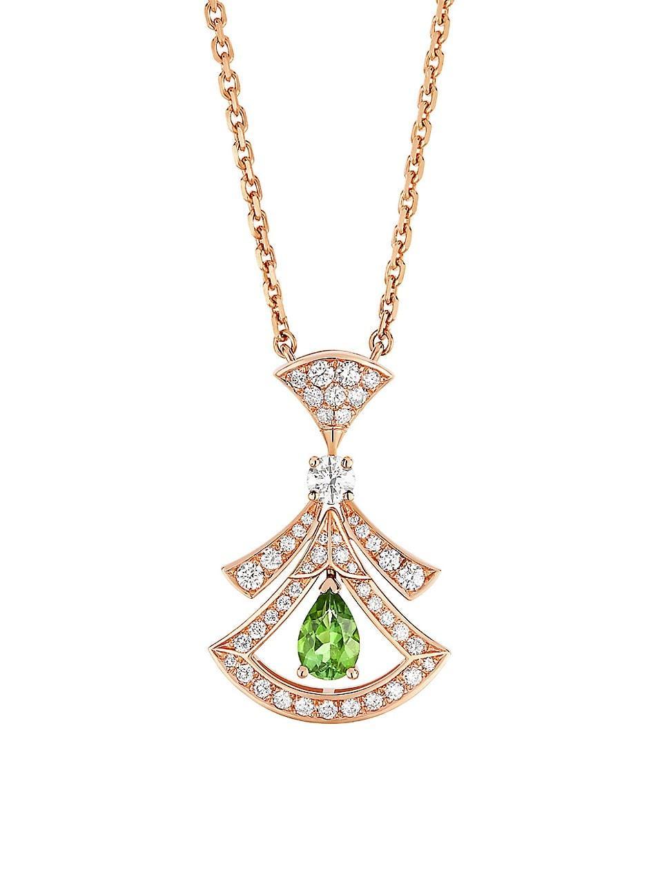 Womens Divissima 18K Rose Gold, 0.46 TCW Diamond & Green Tourmaline Pendant Necklace Product Image