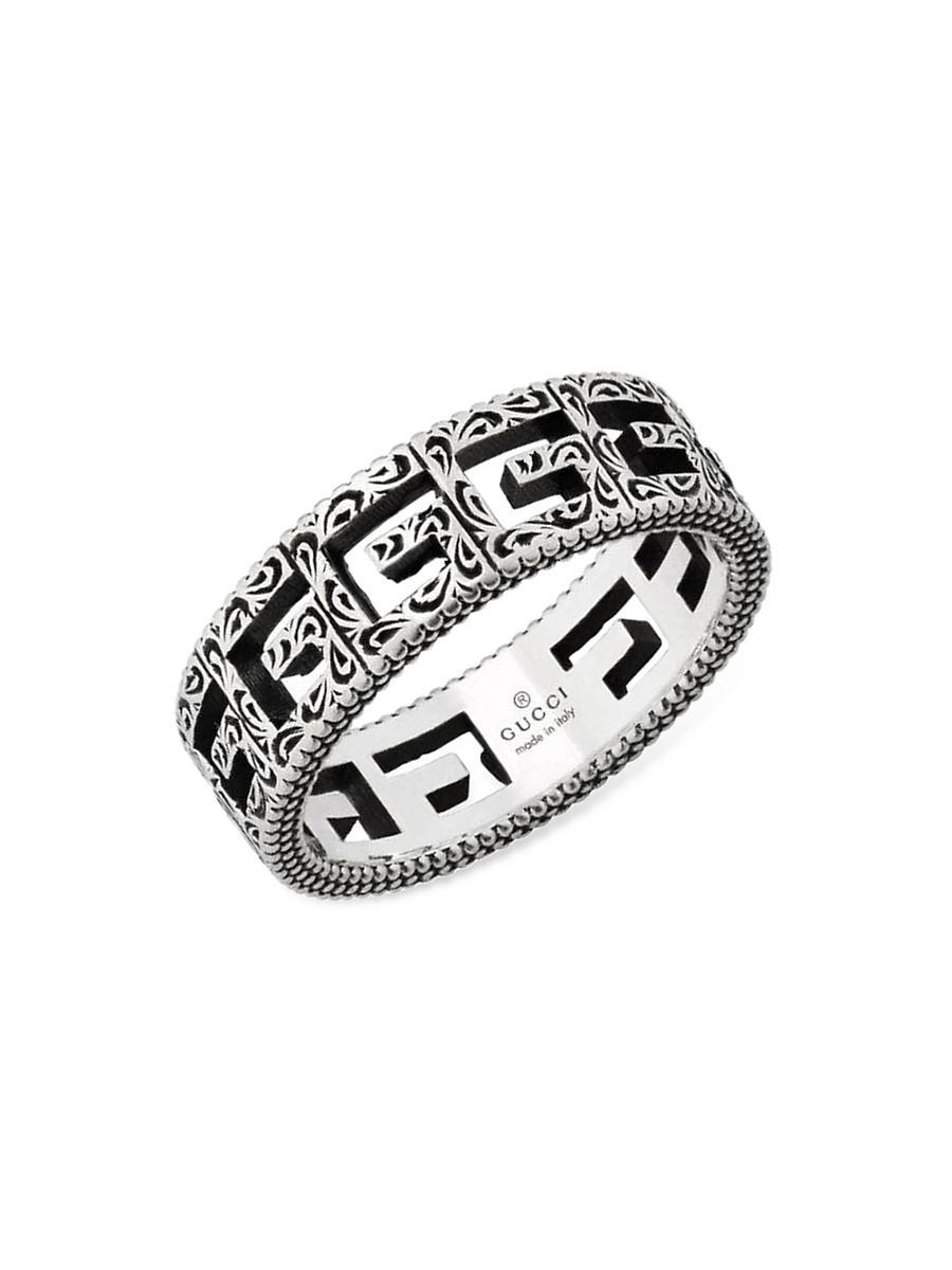 Mens G Cube 6mm Aged Silver Ring Product Image