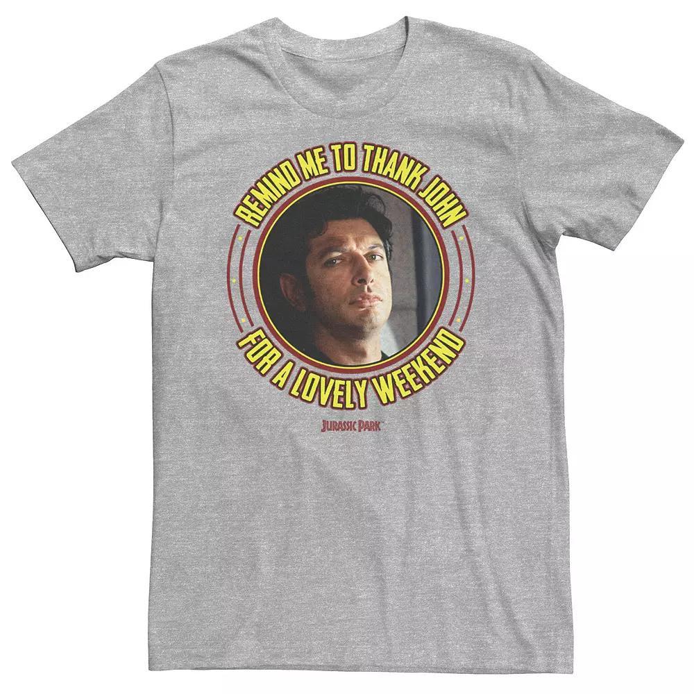 Big & Tall Jurassic Park "Remind Me To Thank John For The Weekend" Tee, Men's, Size: XXL Tall, Athletic Grey Product Image